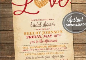 Fall Bridal Shower Invitation Templates Items Similar to Fall In Love Bridal Shower Invitation
