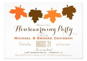 Fall Housewarming Party Invitations orange Brown Fall Leaves Housewarming Party 5×7 Paper