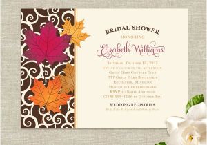 Fall themed Bridal Shower Invitations Fall Leaves theme Wedding Bridal Shower Invitations by