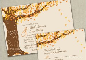 Fall Wedding Invitations and Rsvp Cards Autumn Fall Tree Wedding Invitation Invitations by