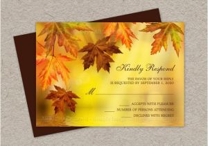 Fall Wedding Invitations and Rsvp Cards Diy Fall Wedding Rsvp Cards with Falling Leaves Fall Leaves