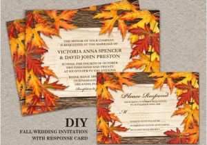 Fall Wedding Invitations and Rsvp Cards Diy Printable Fall Wedding Invitations and Rsvp Cards with