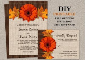 Fall Wedding Invitations and Rsvp Cards Items Similar to Diy Fall Wedding Invitations with Rsvp