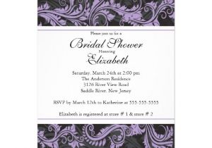 Fancy Bridal Shower Invitations Fancy Purple Black Damask Bridal Shower Invitation