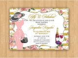 Fancy Hat Bridal Shower Invitations Wine Tasting Fancy Hat Dress Birthday Bridal Shower