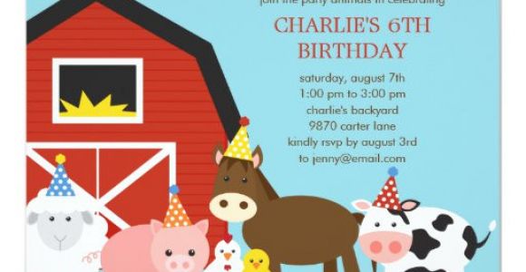 Farm Animal Birthday Invitation Template Farm Animals Birthday Party Invitation Zazzle