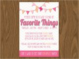 Favorite Things Birthday Party Invitation Favorite Things Party Invite 5×7 Print Yourself or by Room1117
