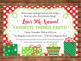 Favorite Things Christmas Party Invitation Christmas Invitation Favorite Things Dirty Santa Gift