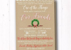 Favorite Things Party Invitation Wording Favorite Things Invite Rustic Christmas Gift Exchange
