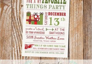 Favorite Things Party Invitation Wording Modern My Favorite Things Party Invitation On Brown Linen