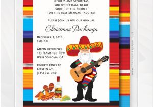 Fiesta Christmas Party Invitations Mexican Zarape and Mariachi Santa Christmas Holiday Party