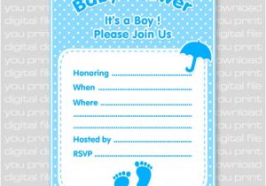 Fillable Baby Shower Invitations Footprints Baby Shower Invitation Card Fill In Blue