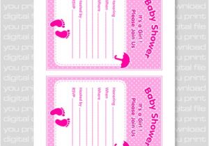 Fillable Baby Shower Invitations Footprints Baby Shower Invitation Card Fill In Pink
