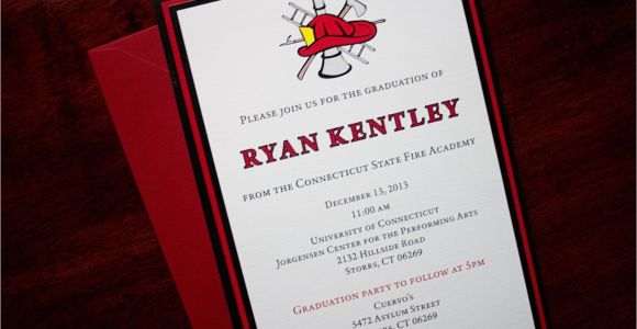 Fire Academy Graduation Invitations Red Line Fire Academy Graduation Announcement or Invitation