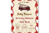 Firefighter themed Baby Shower Invitations Fire Truck Baby Shower Invitation Rustic Vintage Baby Boy