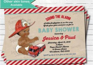Firefighter themed Baby Shower Invitations Firefighter Baby Shower Invitation Vintage African American