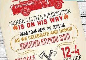 Firefighter themed Baby Shower Invitations Vintage Firefighter Baby Shower Invitation by
