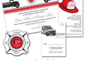 Firefighter themed Wedding Invitations Paper Perfection Tina 39 S Fire Fighter Wedding Invitation