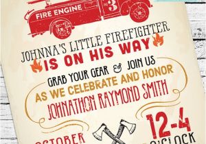 Fireman Baby Shower Invitations Vintage Firefighter Baby Shower Invitation by