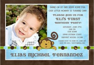 First Birthday Boy Invitation Wording Monkey Boy Birthday Party Invitation 1st Banana Dots