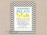 First Birthday Brunch Invitations Bubbles and Bottles Chevron Happy Hour Baby 39 S First