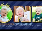 First Birthday Invitation Frames One Collage Boy 4×8 Photo Card Birthday Invitations