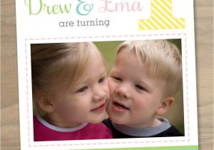 First Birthday Invitations for Twins Baby Girl and Boy Twins First 1st Birthday Invitation