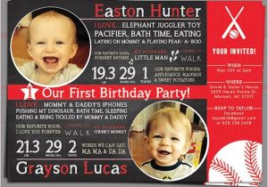 First Birthday Invitations for Twins Items Similar to Twin Boys First Birthday Party Invitation