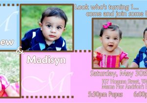 First Birthday Invitations for Twins Twins First Birthday Invitations Template