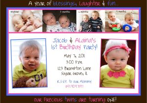 First Birthday Invitations for Twins Twins First Birthday Party Invitation Monthly by Ellerydesigns