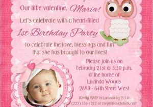 First Happy Birthday Invitation Message 1st Birthday Invitation Wording Owl theme Pictures Reference