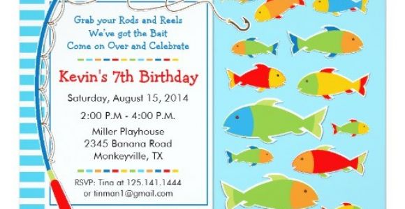Fish themed Birthday Party Invitations Fishing theme Birthday Party Invitation Zazzle
