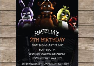 Five Nights at Freddy S Birthday Invitations Printable Five Nights at Freddy S Invitation Five Nights by