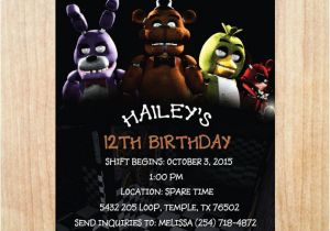 Five Nights at Freddy S Birthday Party Invitations Printable Five Nights at Freddy 39 S Invitation Five Nights