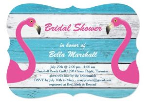 Flamingo Bridal Shower Invitations Blue White Flamingo Bridal Shower Invitation Zazzle