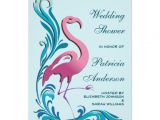 Flamingo Bridal Shower Invitations Pink Flamingo Teal Swirls Wedding Bridal Shower 5×7 Paper