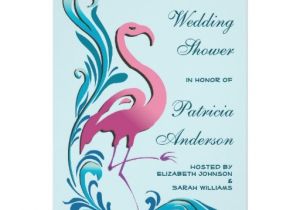 Flamingo Bridal Shower Invitations Pink Flamingo Teal Swirls Wedding Bridal Shower 5×7 Paper