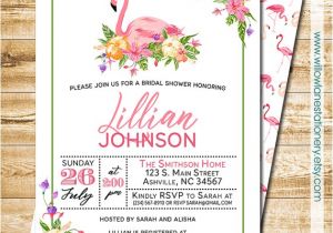 Flamingo Bridal Shower Invitations Tropical Flamingo Bridal Shower Invitation island Flowers
