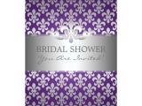 Fleur De Lis Bridal Shower Invitations Elegant Bridal Shower Fleur De Lis Purple Card Zazzle Com