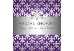 Fleur De Lis Bridal Shower Invitations Elegant Bridal Shower Fleur De Lis Purple Card Zazzle Com