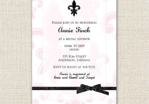 Fleur De Lis Bridal Shower Invitations Pink and Black Fleur De Lis Bridal Shower Invitation