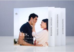 Flip Book Wedding Invitation Stylish Save the Date Book Discount Maharani Weddings