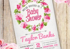 Floral Baby Shower Invitations Free Floral Wreath Baby Shower Girl Invitation Templateparty