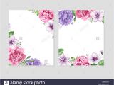 Floral Wedding Invitation Blank Template Floral Blank Template Set Flowers In Watercolor Style