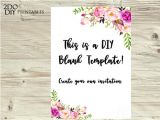 Floral Wedding Invitation Blank Template Floral Edit Yourself Invitation Ms Word 5×7 Size Document