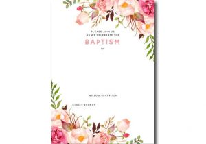 Floral Wedding Invitation Blank Template Free Printable Baptism Floral Invitation Template Free