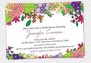 Flower themed Birthday Party Invitation Wording Bridal Shower Invitation Printable Floral Garden Flowers
