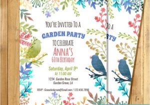 Flower themed Birthday Party Invitation Wording Garden Party Invitation Birthday Invitation for Woman Water