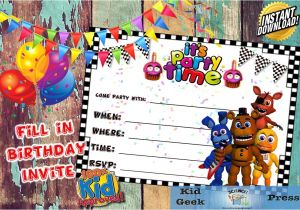 Fnaf Party Invitations Five Nights at Freddy 39 S Fnaf Birthday Invitation 5