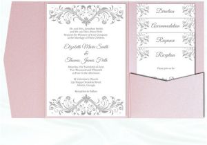 Folded Wedding Invitation Templates Pocket Fold Wedding Invitation Set Diy Silver Gray